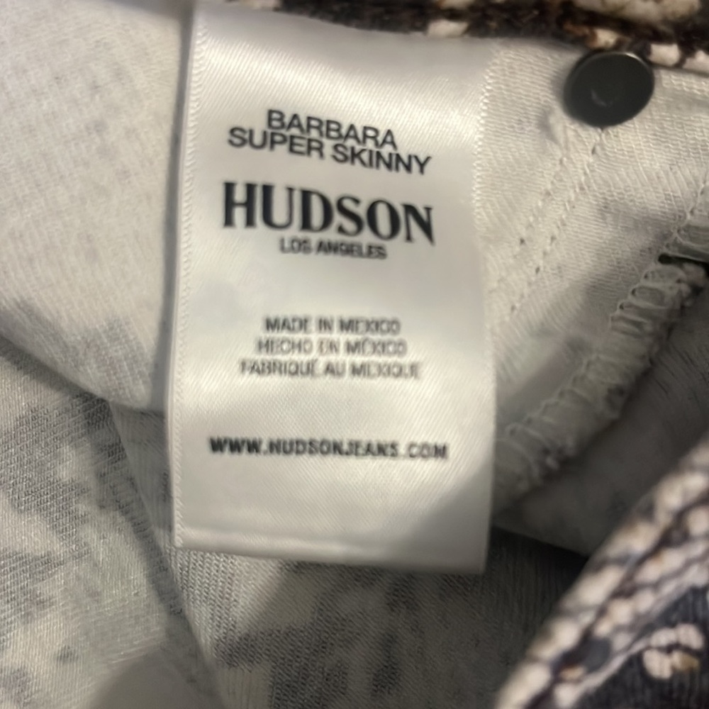 Women’s Hudson Barbara Super Skinny snakeskin print jeans Size 29 Dk Brown Cream - Picture 10 of 13